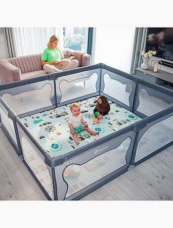 Box per bambini LIONELO Willow con materassino - 187 x 207 cm - Buon isolamento del pavimento - Mate