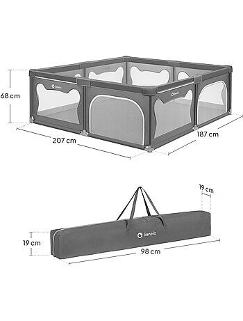 Box per bambini LIONELO Willow con materassino - 187 x 207 cm - Buon isolamento del pavimento - Mate