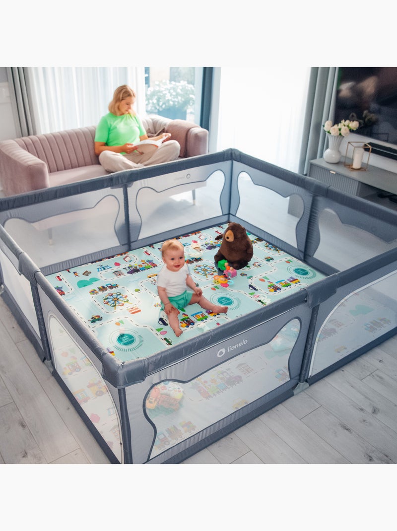 Box per bambini LIONELO Willow con materassino - 187 x 207 cm - Buon isolamento del pavimento - Mate Grigio - Kiabi