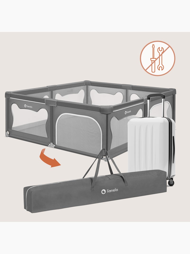 Box per bambini LIONELO Willow con materassino - 187 x 207 cm - Buon isolamento del pavimento - Mate Grigio - Kiabi
