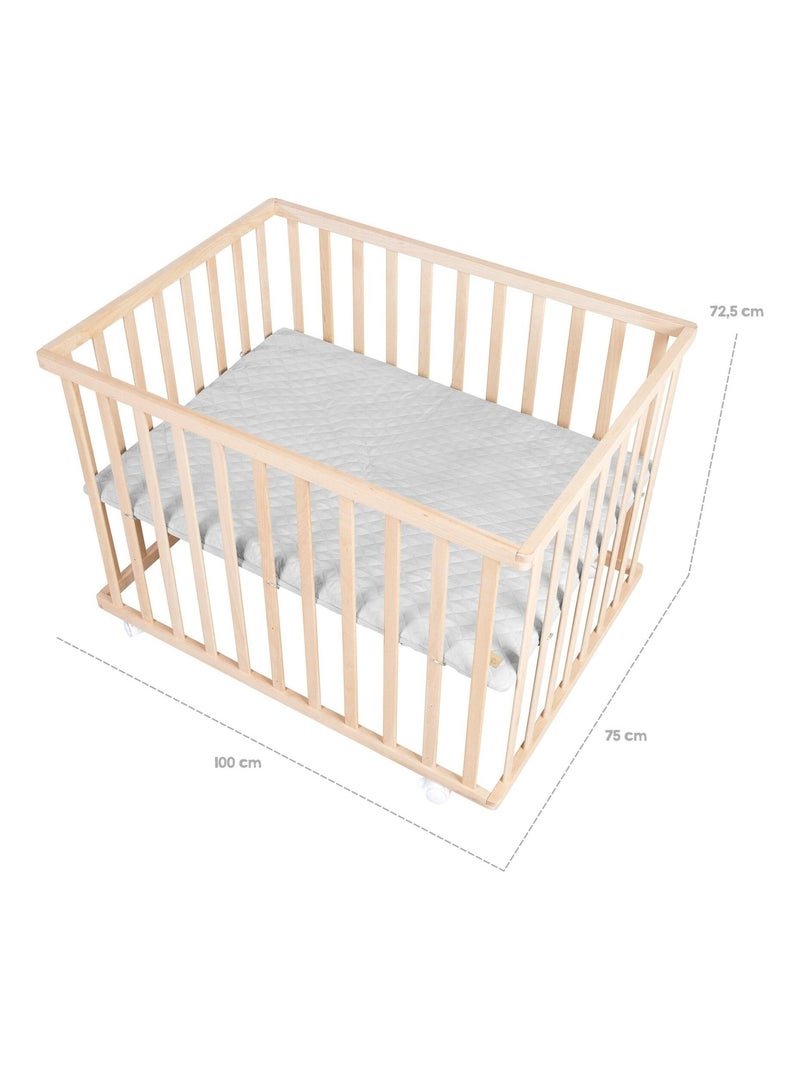 Box per bambini mobile in faggio massello bio con tappeto impermeabile – "Roba Style" Marrone chiaro - Kiabi