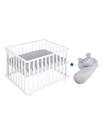 Box per bambini mobile in legno con tappeto impermeabile e cuscino paracolpi "Roba Style