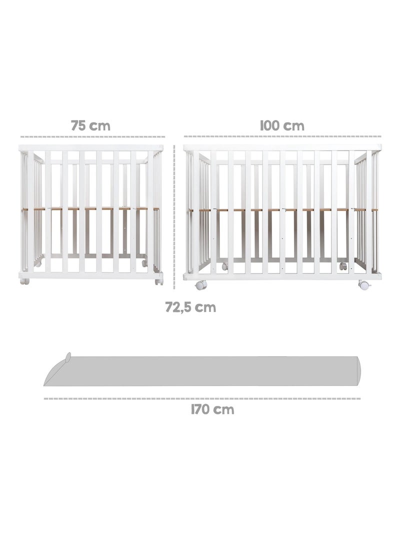 Box per bambini mobile in legno con tappeto impermeabile e cuscino paracolpi "Roba Style" Bianco Grigio - Kiabi