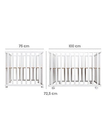 Box per bambini mobile in legno con tappeto impermeabile + materasso sfoderabile – "Roba Style