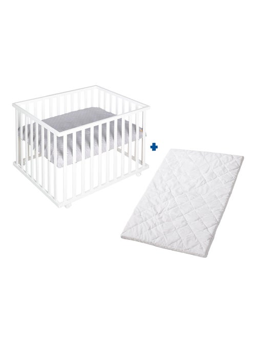 Box per bambini mobile in legno con tappeto impermeabile + materasso sfoderabile – "Roba Style" - Kiabi