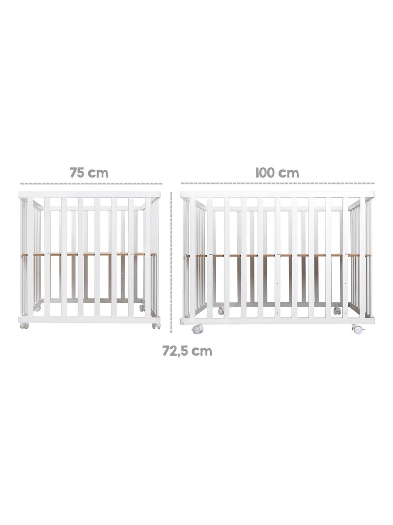 Box per bambini mobile in legno con tappeto impermeabile + materasso sfoderabile – "Roba Style" Bianco Grigio - Kiabi