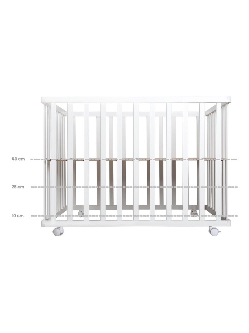 Box per bambini mobile in legno con tappeto impermeabile + materasso sfoderabile – "Roba Style" Bianco Grigio - Kiabi