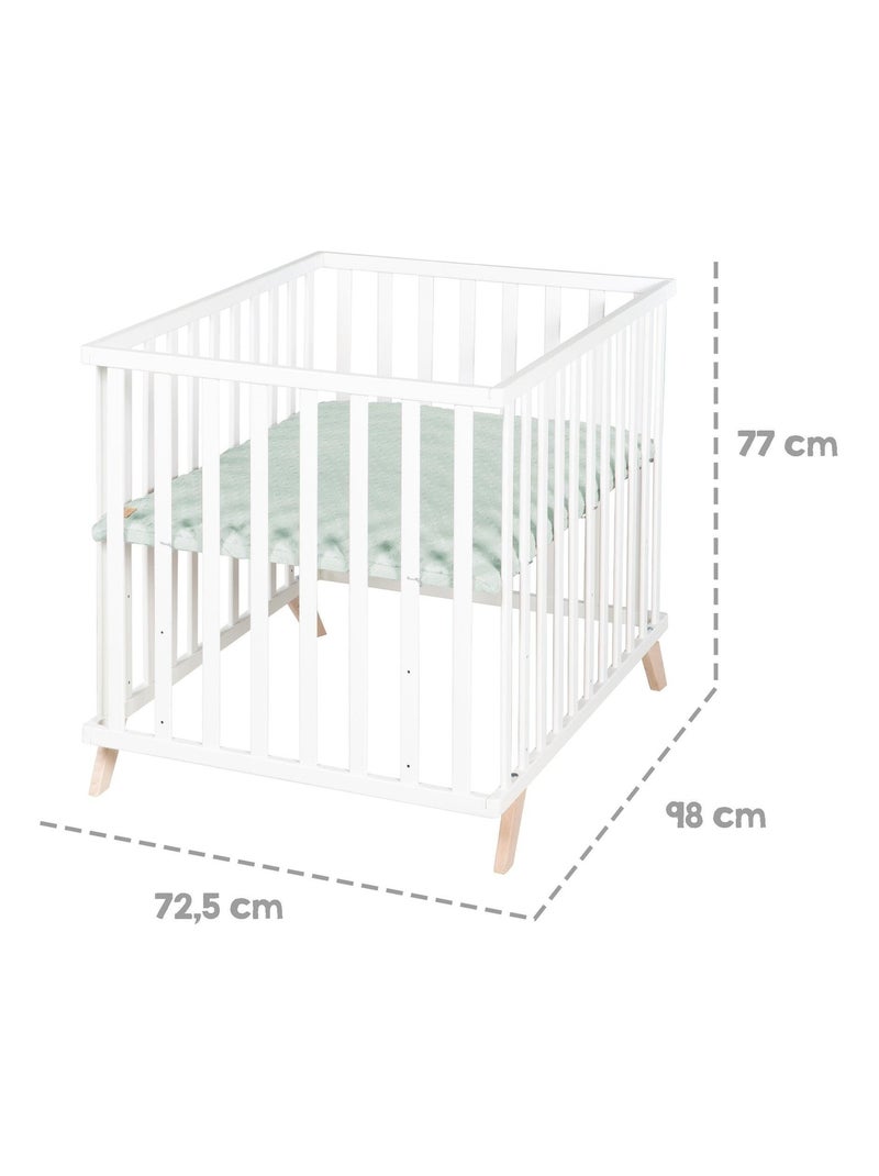 Box per bambini mobile in legno con tappeto in cotone bio "Roba Lil Planet" Bianco Verde chiaro - Kiabi