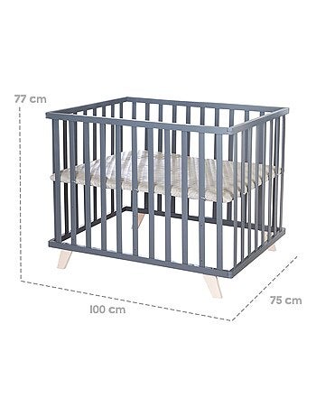Box per bambini mobile in legno con tappeto trapuntato in pelle vegana – ROBA "Luxe