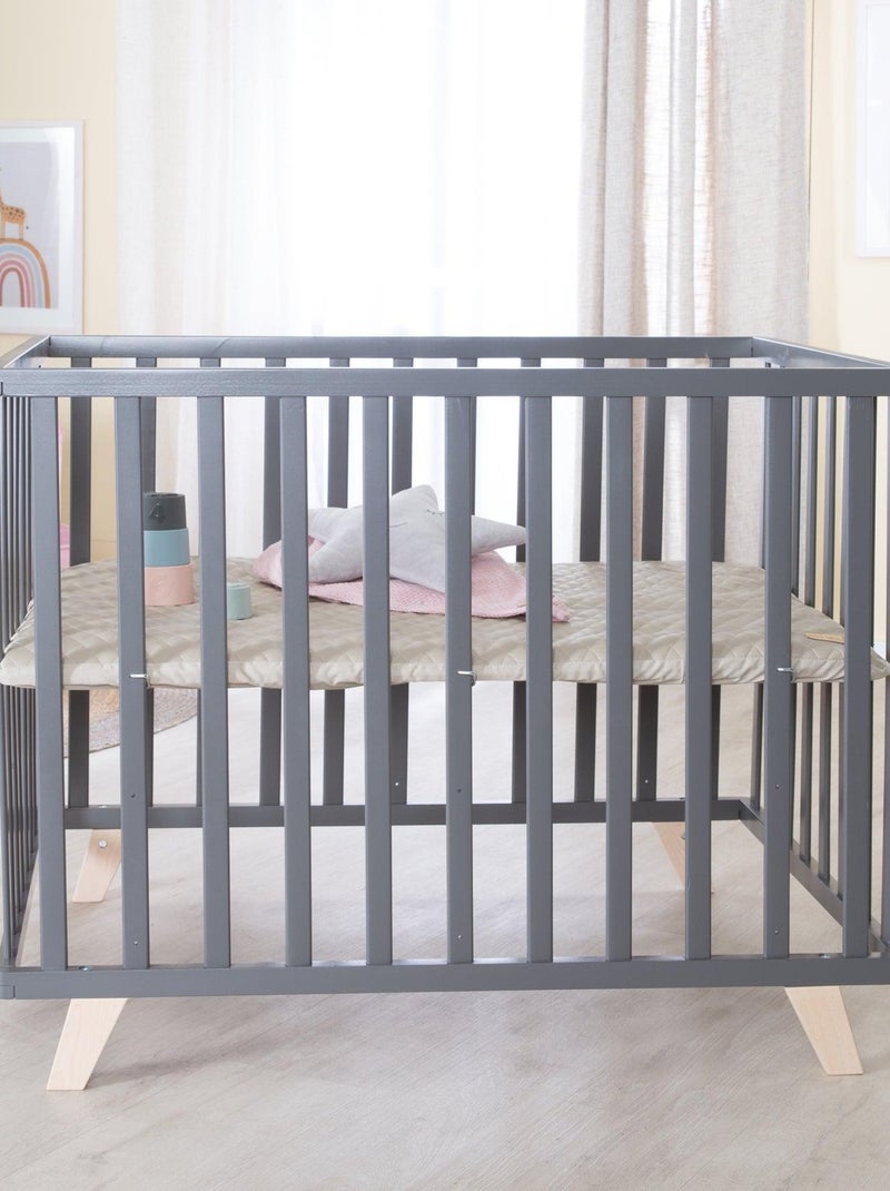 Box per bambini mobile in legno con tappeto trapuntato in pelle vegana – ROBA "Luxe" Grigio grigio antracite - Kiabi