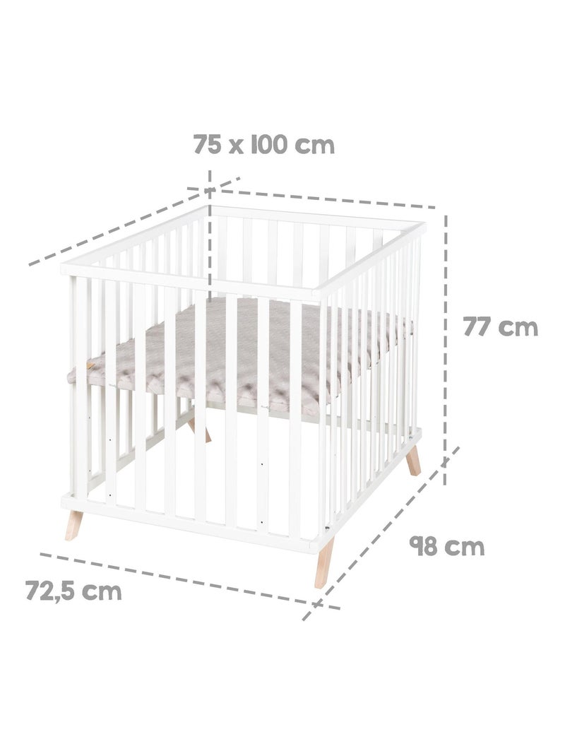 Box per bambini rettangolare con tappeto in cotone bio "Roba Lil Planet" Bianco Grigio - Kiabi