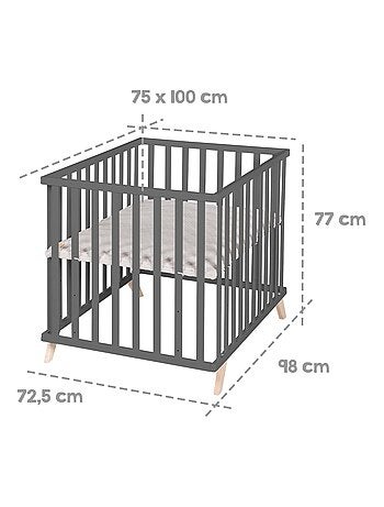 Box per bambini rettangolare in legno massello con tappeto in cotone bio "Roba Lil Planet