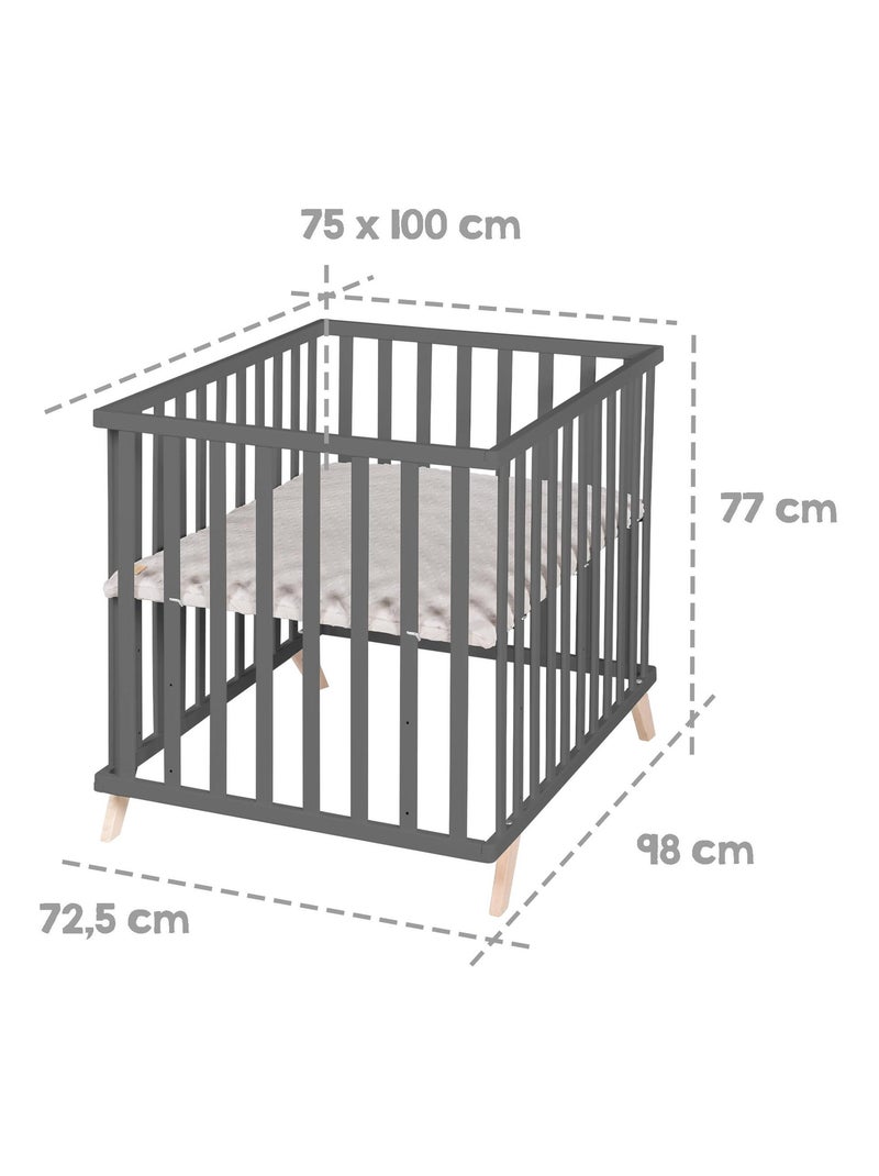 Box per bambini rettangolare con tappeto in cotone bio "Roba Lil Planet" Grigio antracite - Kiabi