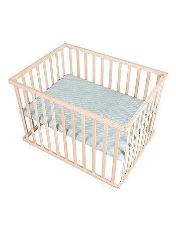 Box per bambini rettangolare in faggio massello bio + tappeto impermeabile + ruote – "Roba Style