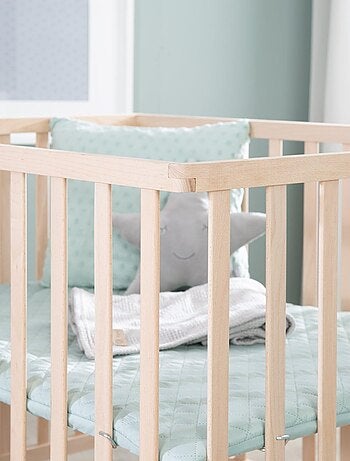 Box per bambini rettangolare in faggio massello bio + tappeto impermeabile + ruote – "Roba Style
