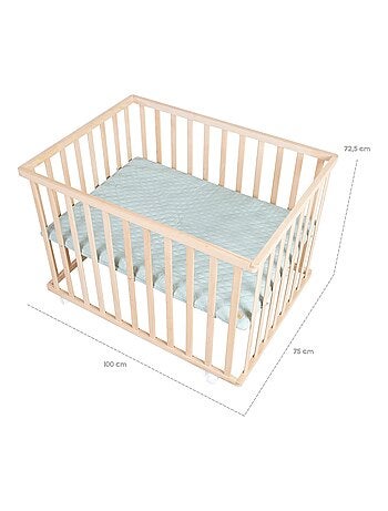 Box per bambini rettangolare in faggio massello bio + tappeto impermeabile + ruote – "Roba Style