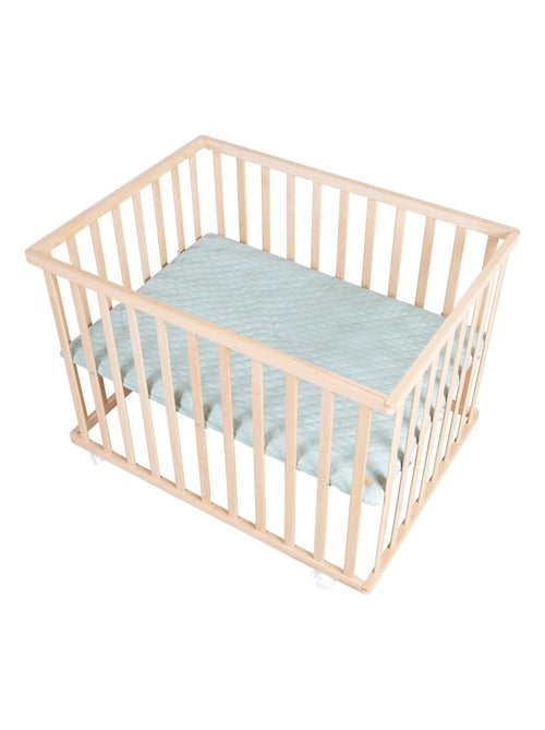 Box per bambini rettangolare in faggio massello bio + tappeto impermeabile + ruote – "Roba Style" - Kiabi