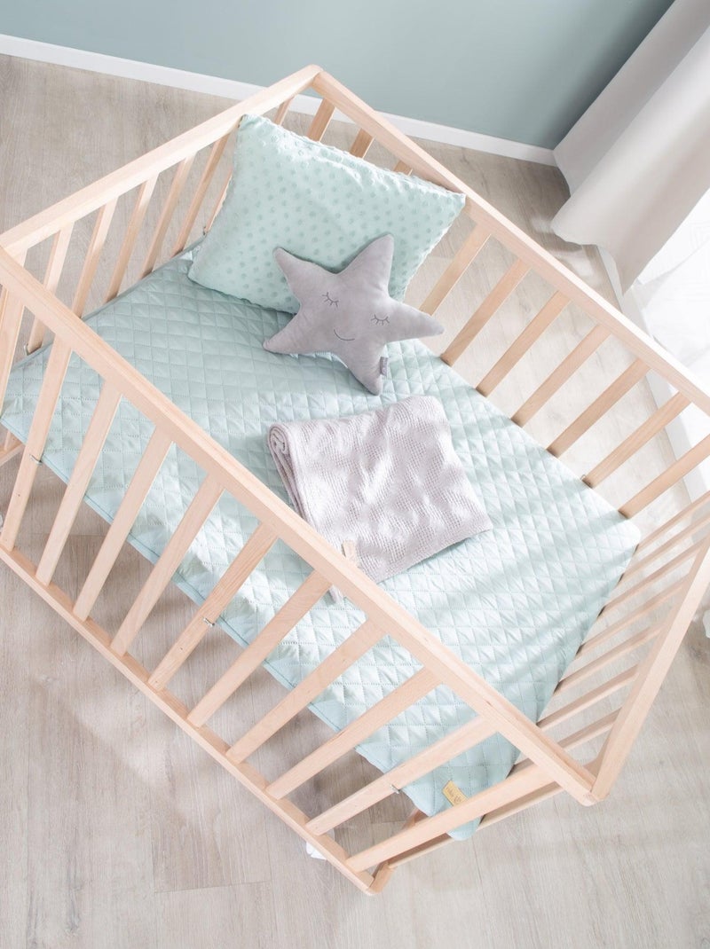 Box per bambini rettangolare in faggio massello bio + tappeto impermeabile + ruote – "Roba Style" Marrone chiaro - Kiabi