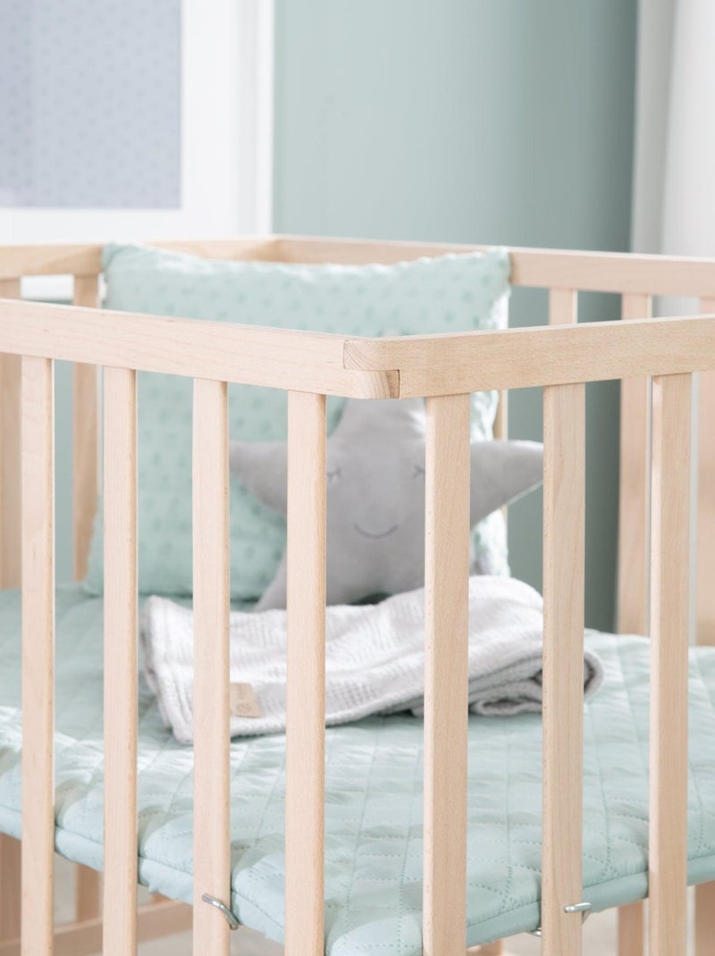 Box per bambini rettangolare in faggio massello bio + tappeto impermeabile + ruote – "Roba Style" Marrone chiaro - Kiabi