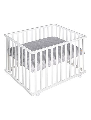Box per bambini rettangolare in legno con tappeto impermeabile + ruote – "Roba Style