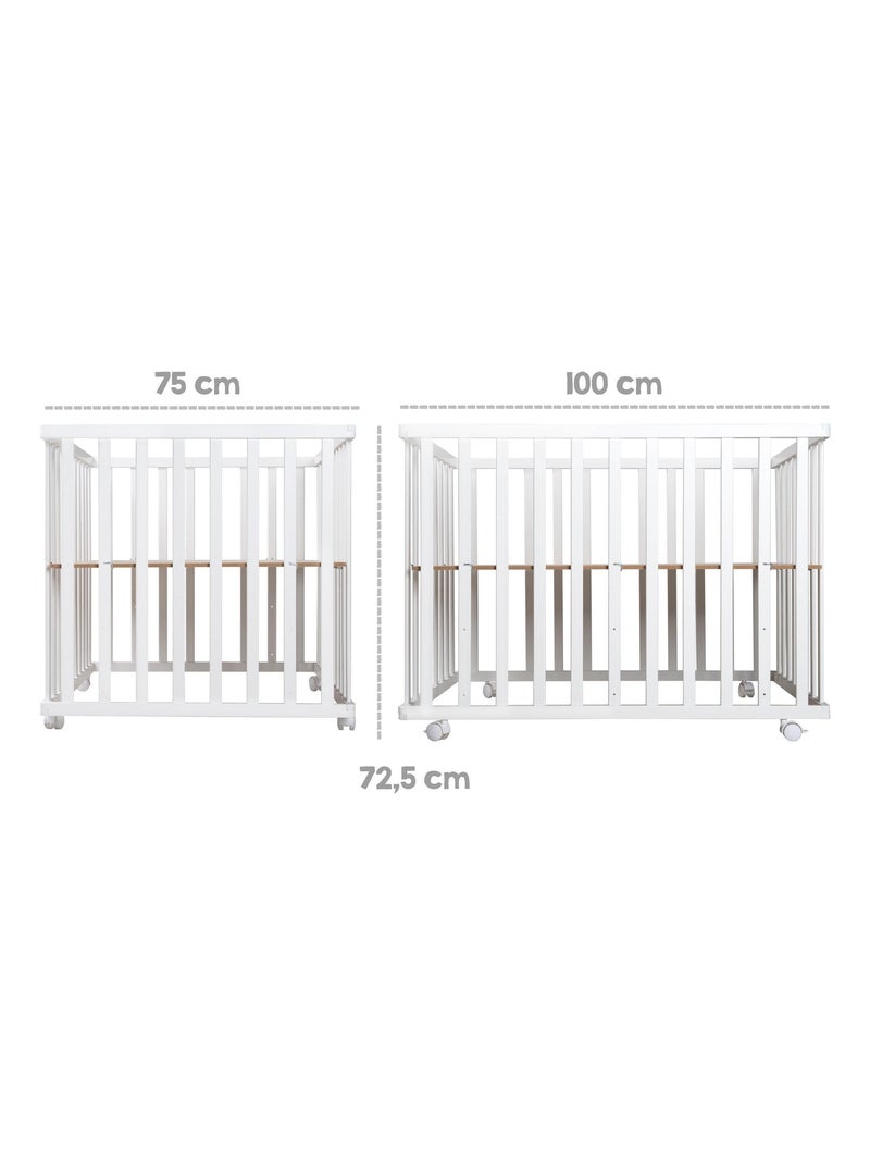 Box per bambini rettangolare in legno con tappeto impermeabile + ruote – "Roba Style" Bianco Verde chiaro - Kiabi