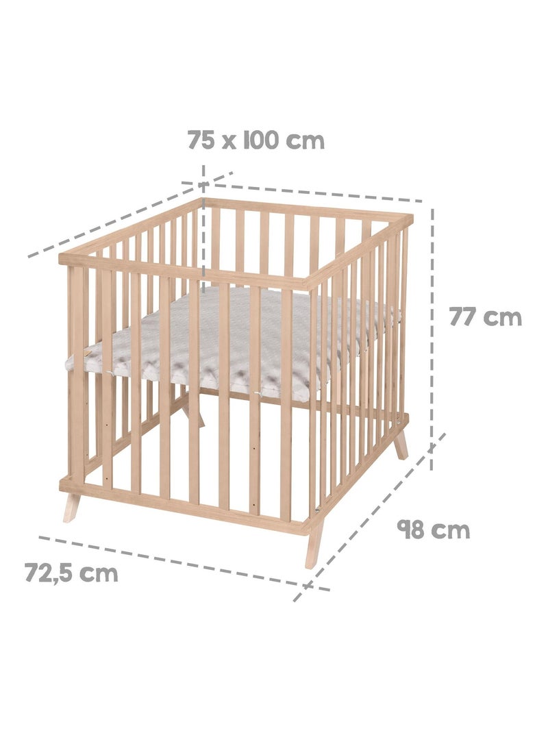 Box per bambini rettangolare in legno massello con tappeto in cotone bio "Roba Lil Planet" Marrone chiaro - Kiabi