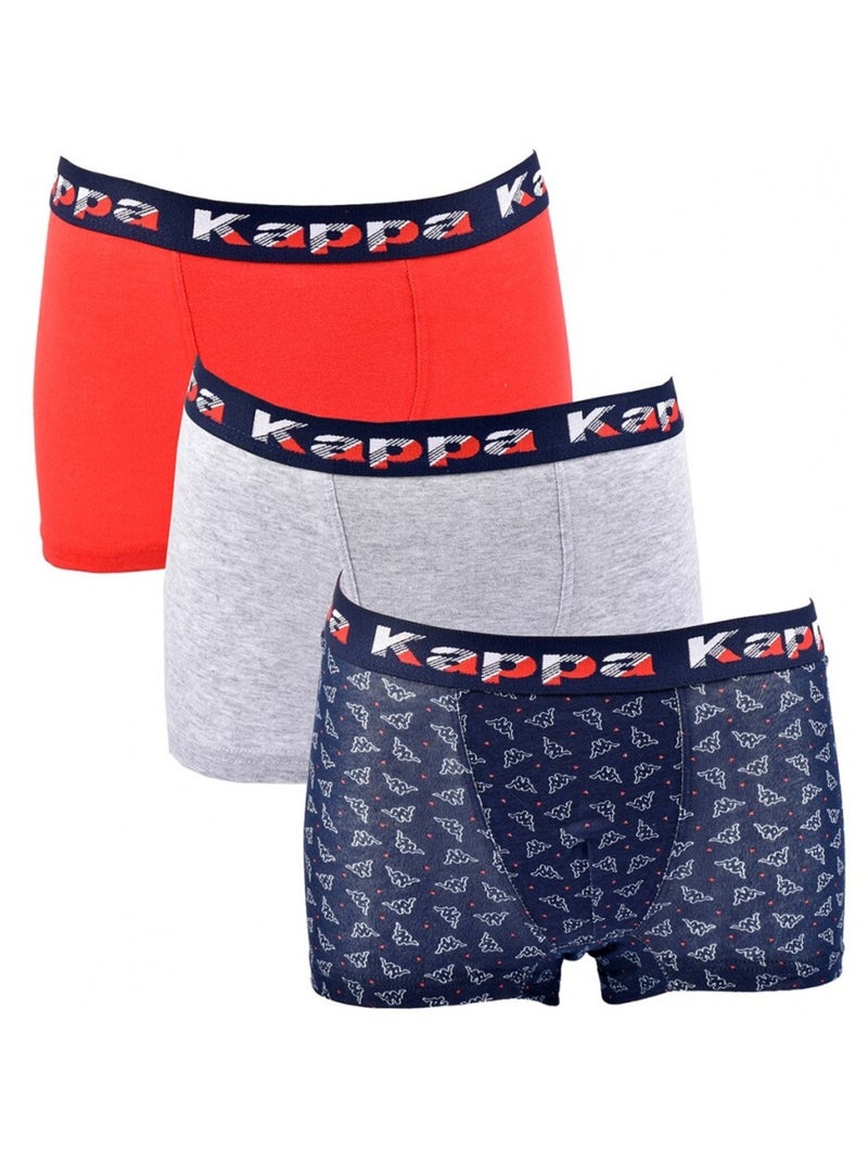 Boxer Bambino KAPPA - Confezione da 3 Blu Rosso Grigio - Kiabi