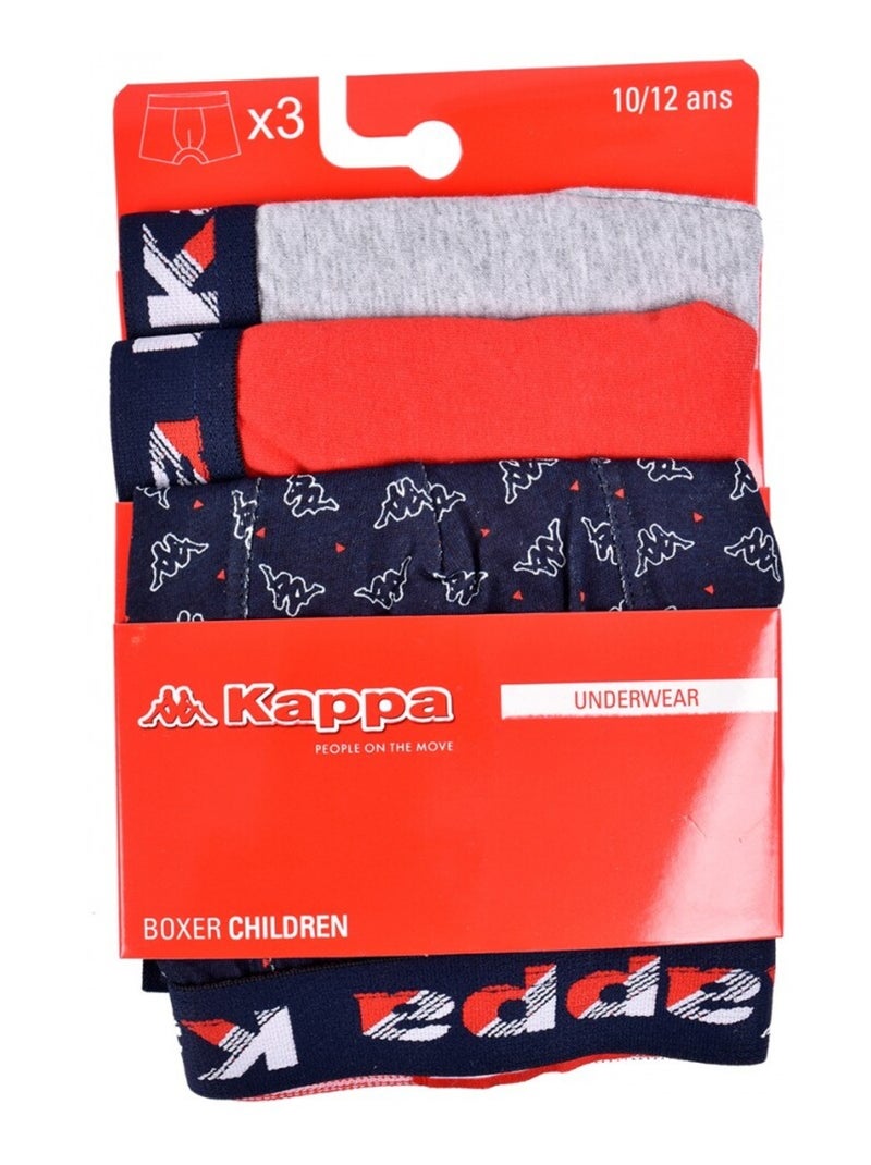 Boxer Bambino KAPPA - Confezione da 3 Blu Rosso Grigio - Kiabi