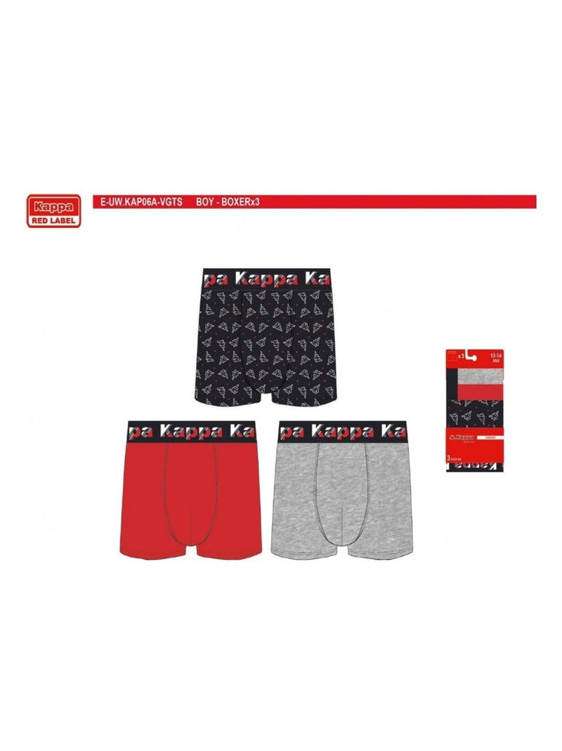 Boxer Bambino KAPPA - Confezione da 3 Blu Rosso Grigio - Kiabi