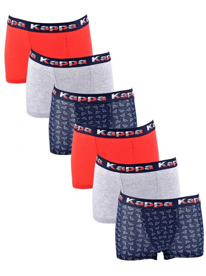 Boxer Bambino KAPPA - Confezione da 6 Blu Rosso Grigio - Kiabi