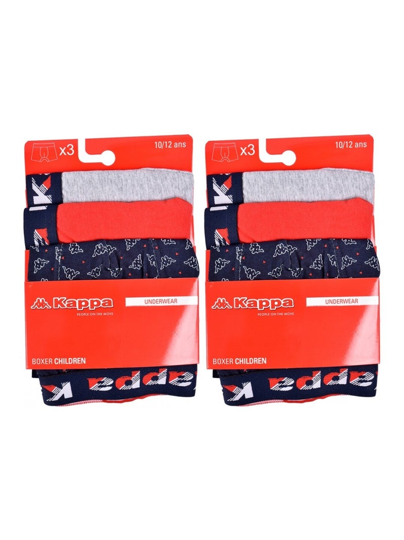 Boxer Bambino KAPPA - Confezione da 6 Blu Rosso Grigio - Kiabi