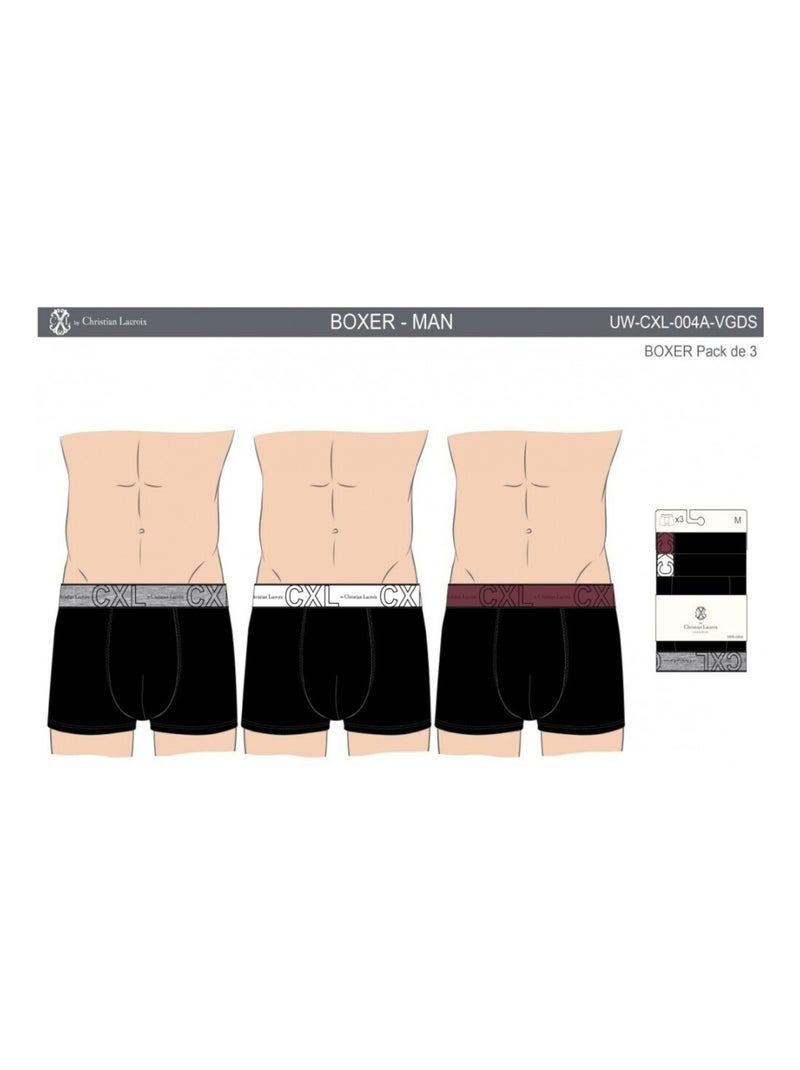 Boxer CXL BY LACROIX X3 - Confezione da 3 Nero Multicolore Nero - Kiabi