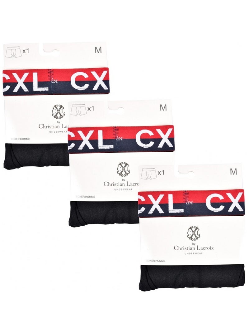 Boxer CXL BY LACROIX X3 - Confezione da 3 Nero Rosso - Kiabi