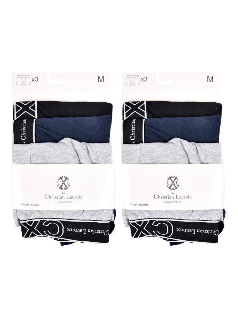 Boxer CXL BY LACROIX X6 - Confezione da 6 Nero Grigio Blu - Kiabi