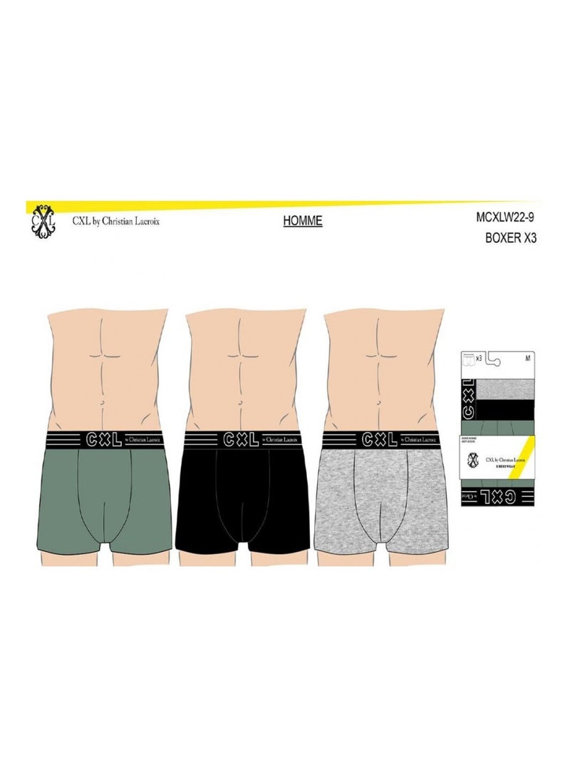 Boxer CXL By LACROIX X6 - Confezione da 6 Nero Verde Grigio - Kiabi