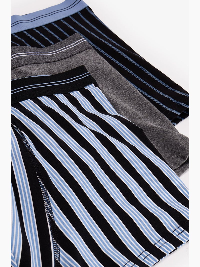 Boxer da uomo a righe penti Nero Blu Grigio - Kiabi