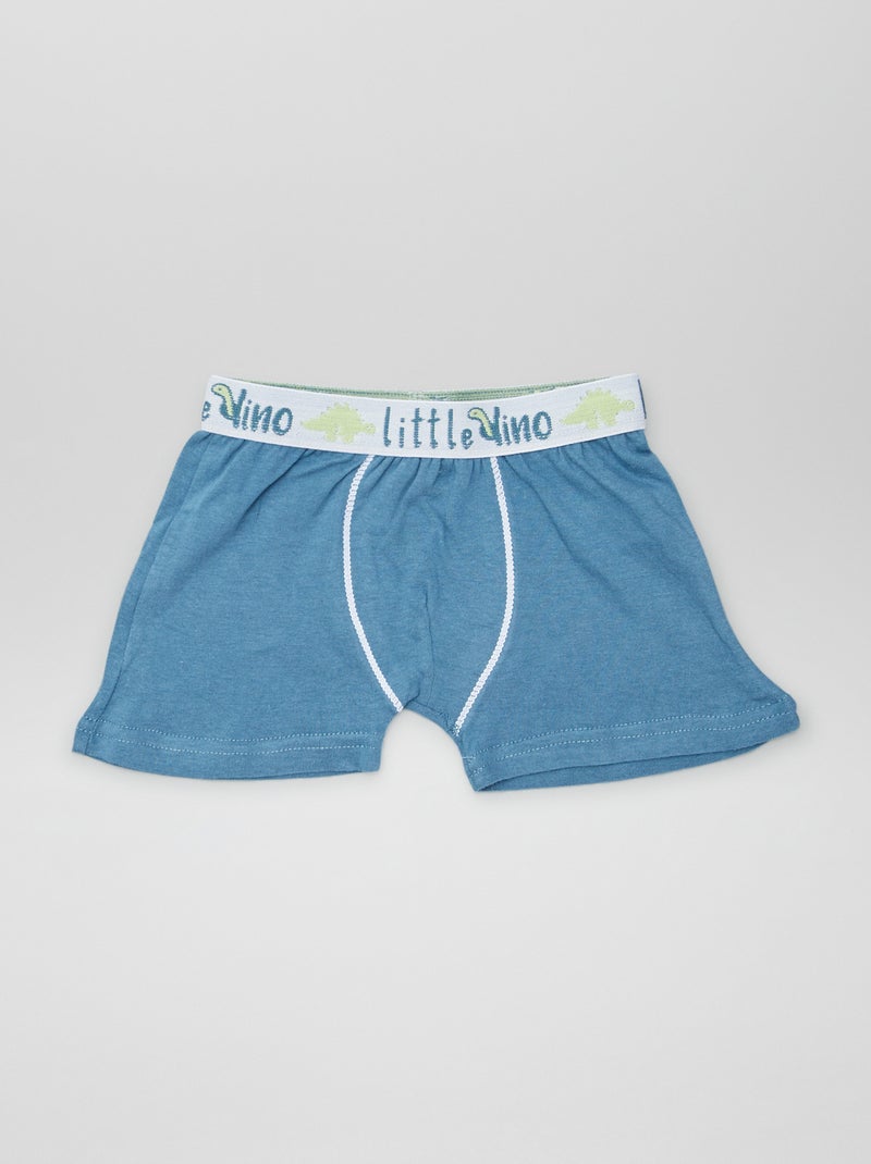 Boxer in cotone tinta unita - set di 3 BLU - Kiabi
