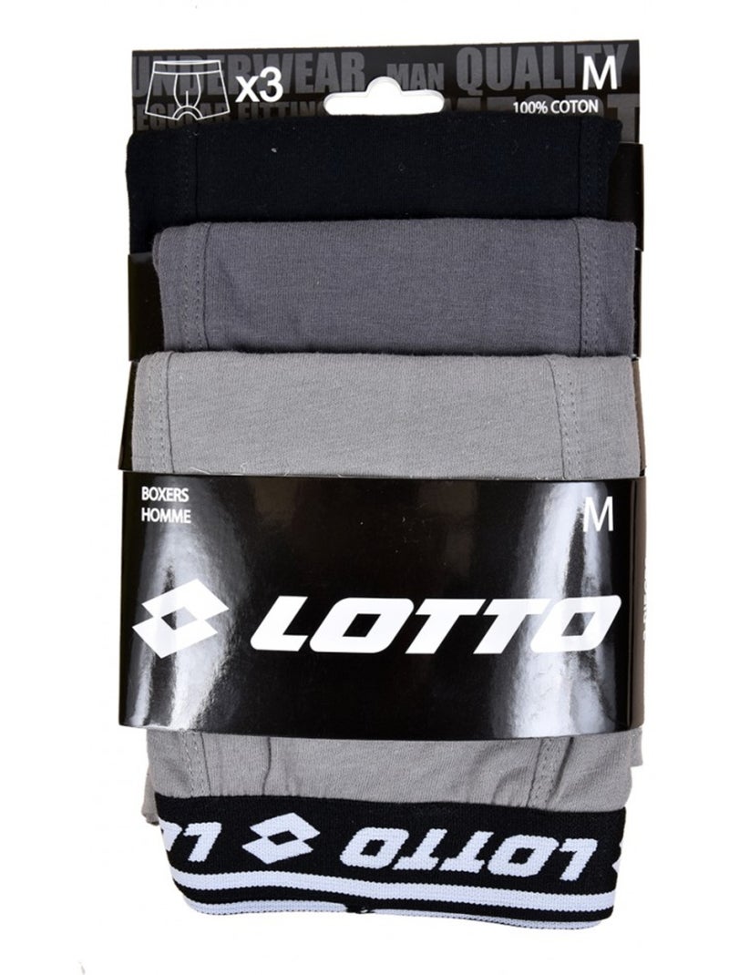 Boxer LOTTO per Uomo 100% COTONE - Confezione da 3 Grigio - Kiabi