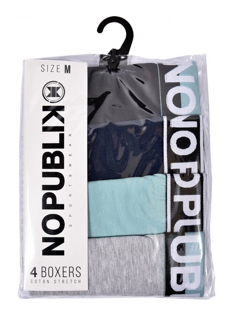 Boxer NO PUBLIK in Cotone - Confezione da 4 Blu grigio chiaro Nero - Kiabi