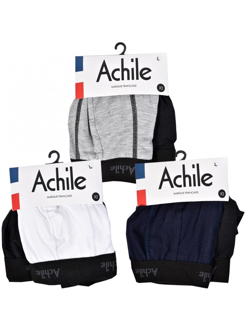 Boxer Uomo ACHILE Ultra Comfort Qualità Francese - Confezione da 6 Nero Multicolore Grigio - Kiabi