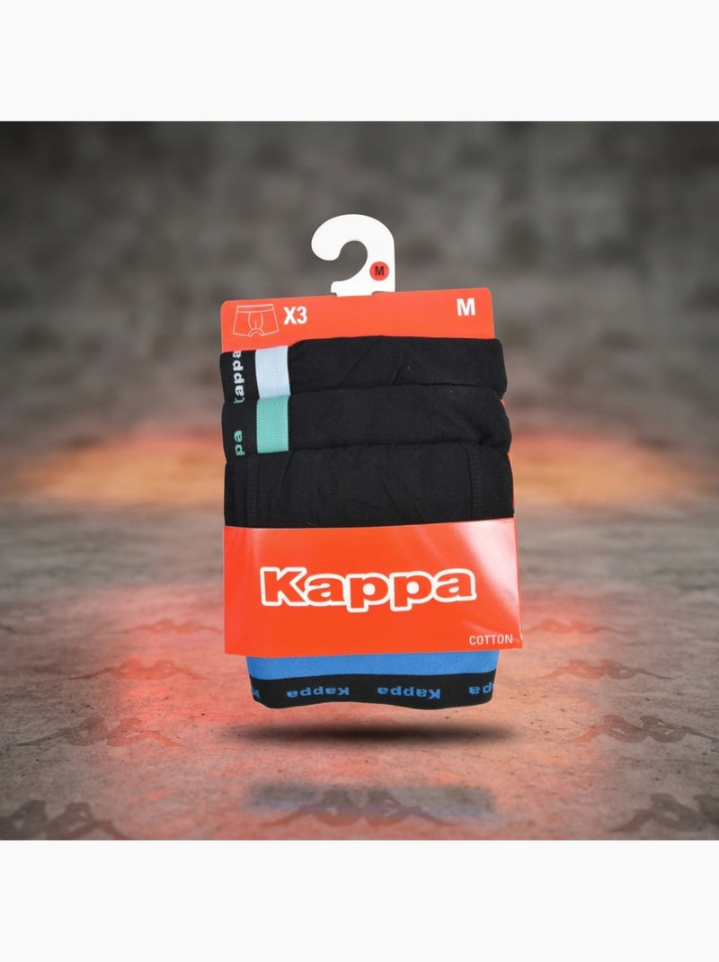 Boxer uomo confezione da 3 KAPPA cotone cintura elastica Nero - Kiabi