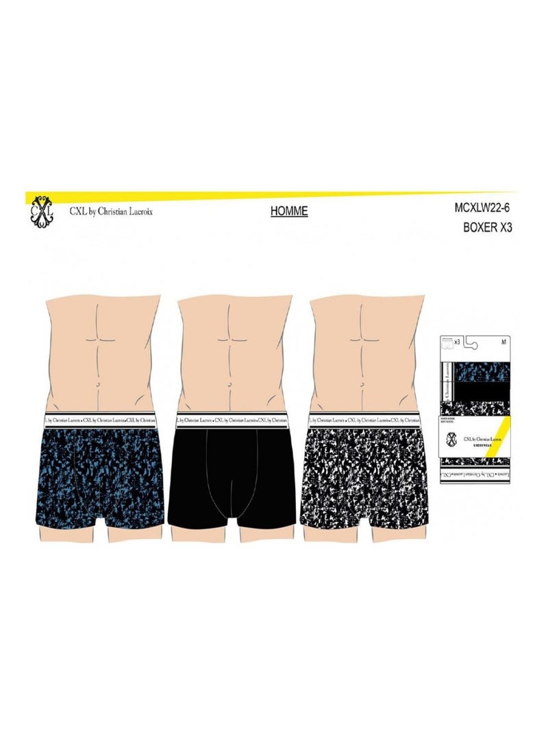 Boxer Uomo CXL BY LACROIX X3 - Confezione da 3 Nero Grigio antracite Blu - Kiabi
