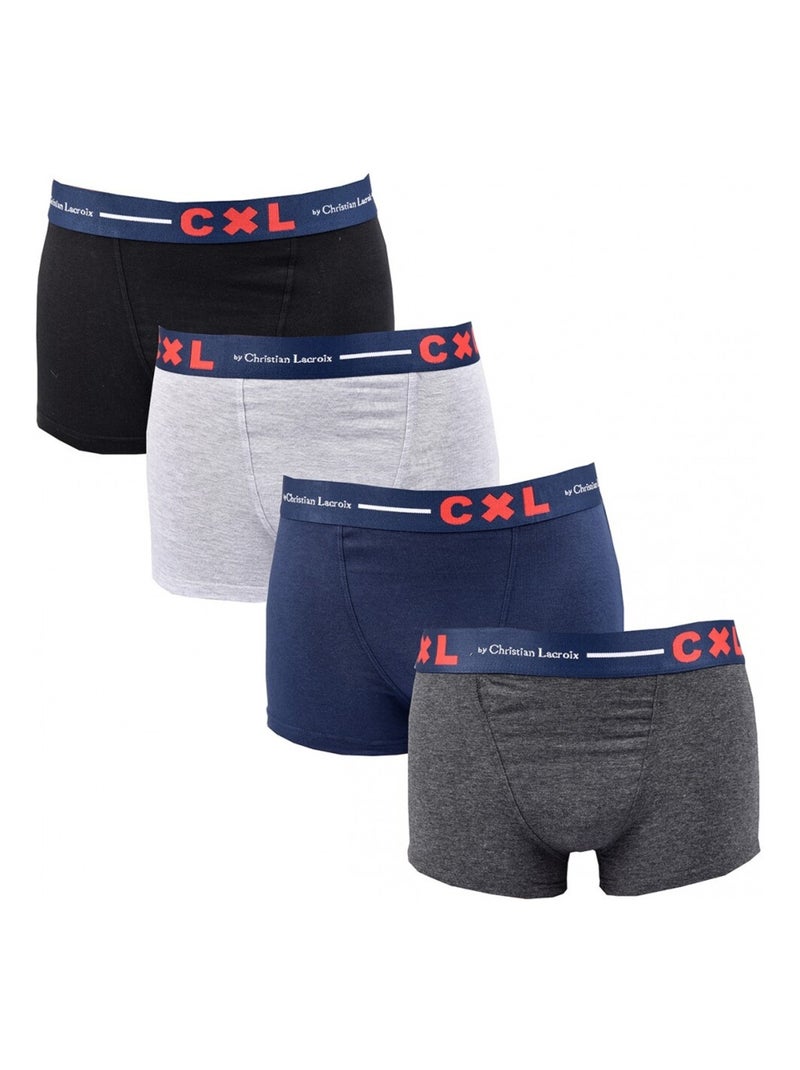 Boxer Uomo CXL BY LACROIX X4 - Confezione da 4 Nero Grigio antracite Blu - Kiabi