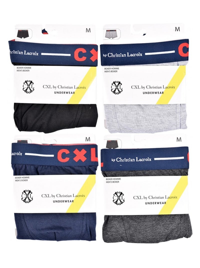Boxer Uomo CXL BY LACROIX X4 - Confezione da 4 Nero Grigio antracite Blu - Kiabi