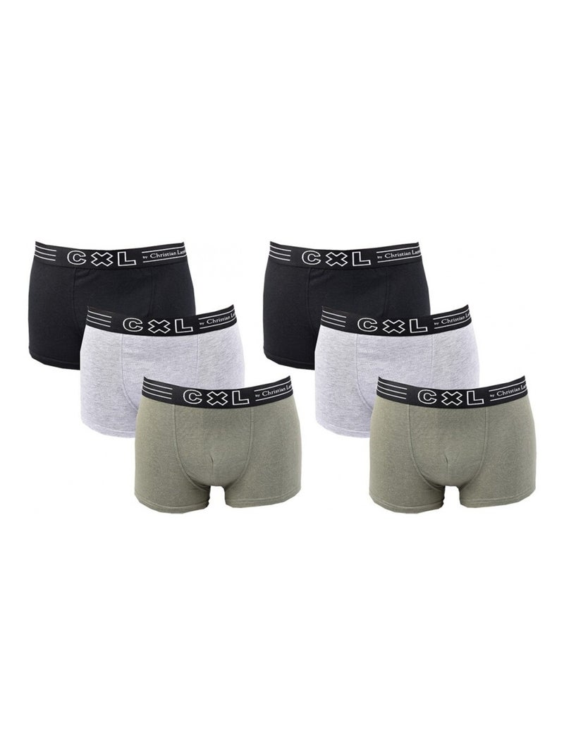 Boxer uomo CXL BY LACROIX X6 - Confezione da 6 Nero Verde Grigio - Kiabi