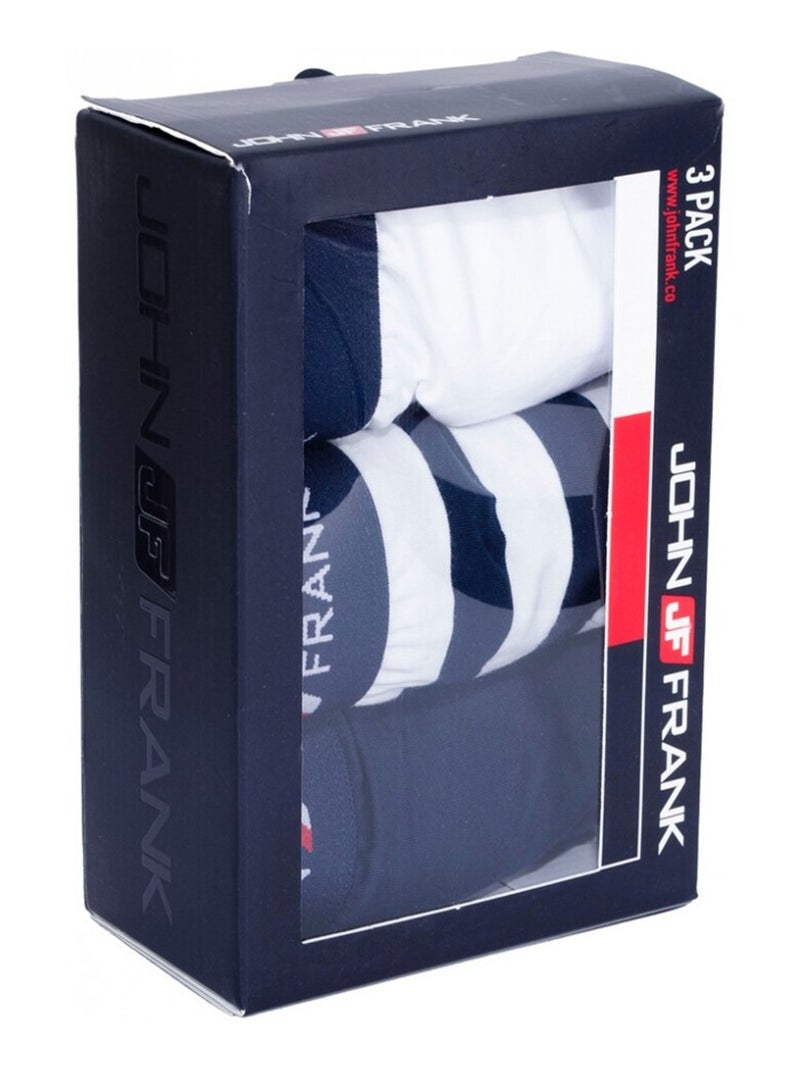 Boxer Uomo JOHN FRANK - Confezione da 3 Bianco Blu marino Bianco - Kiabi
