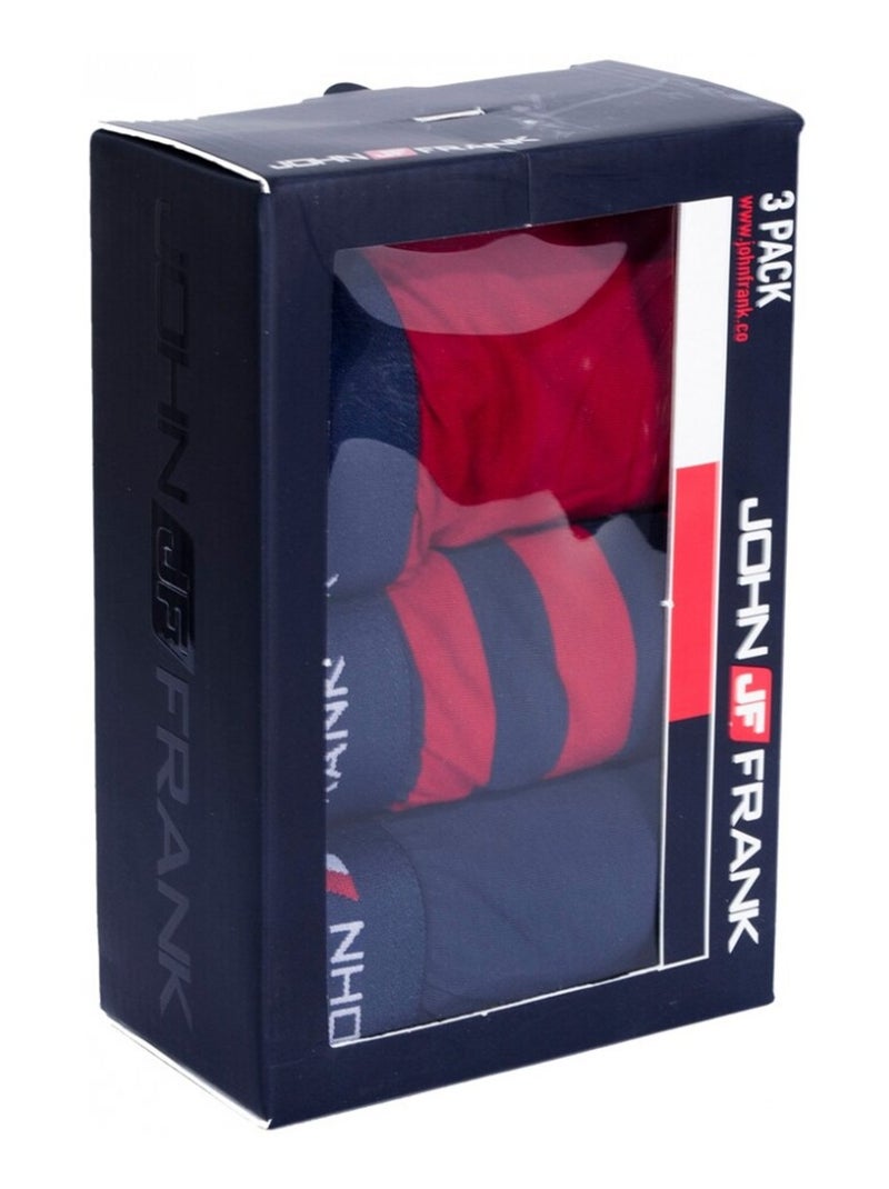 Boxer Uomo JOHN FRANK - Confezione da 3 Blu Rosso Blu - Kiabi
