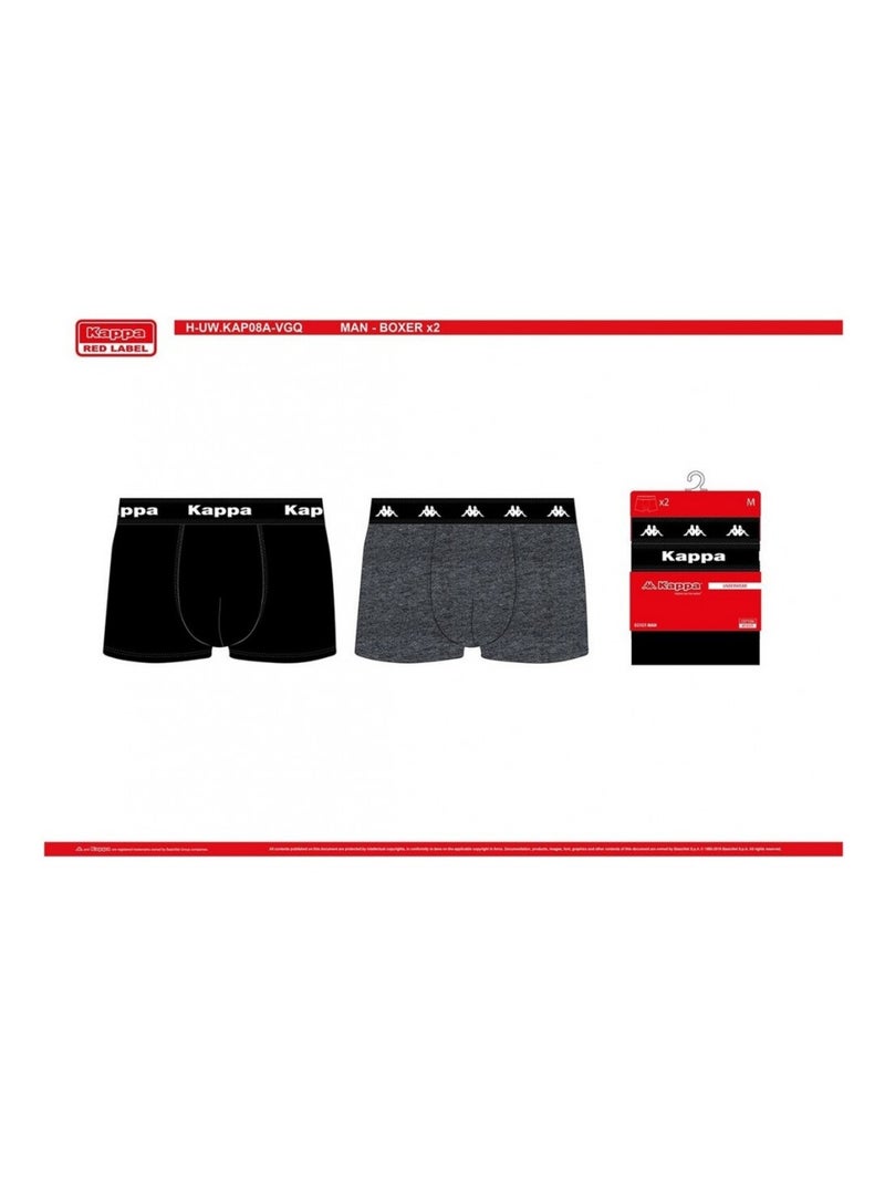 Boxer uomo KAPPA - Confezione da 2 Nero Grigio - Kiabi