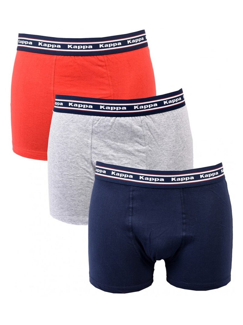Boxer uomo KAPPA - Confezione da 3 Grigio rosso blu - Kiabi