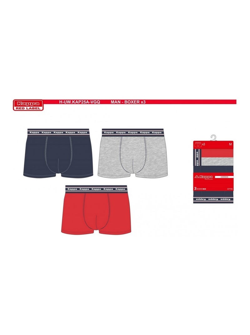 Boxer uomo KAPPA - Confezione da 3 Grigio rosso blu - Kiabi